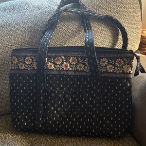 Vera Bradley Floral Navy Blue Quilted Tote Bag